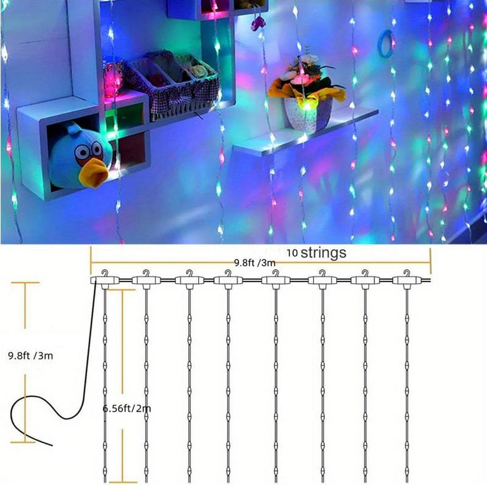 Світлодіодна гірлянда 200 LED кольорова 2x2м "Водопад" Київ - фото 7