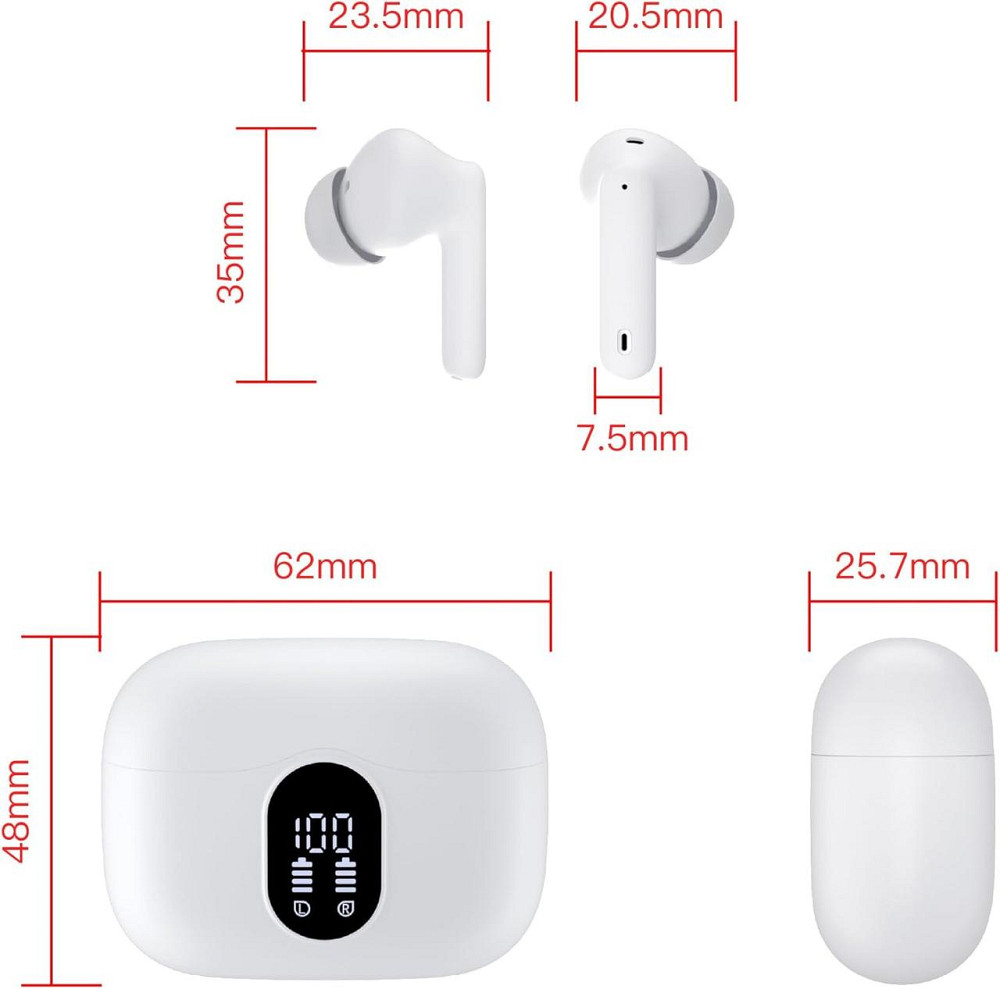 Беспроводные наушники Btootos A90 Pro Bluetooth 5.3 TWS | ENC, HD-микрофон, LED-дисплей, IP7, 36 часов, белые Киев - изображение 18
