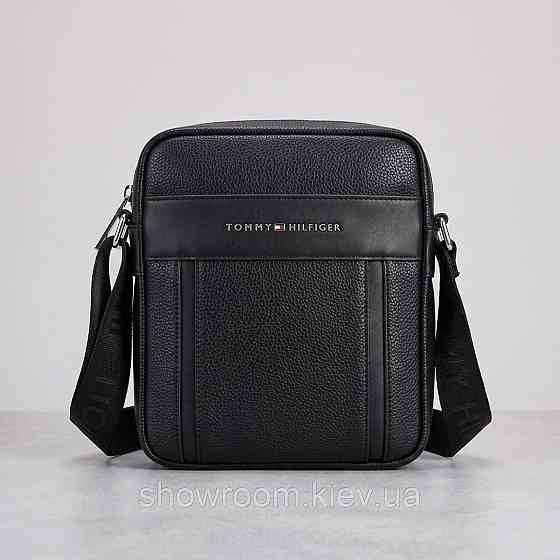 Мужская брендовая сумка через плечо Tommy (6210) черная Киев