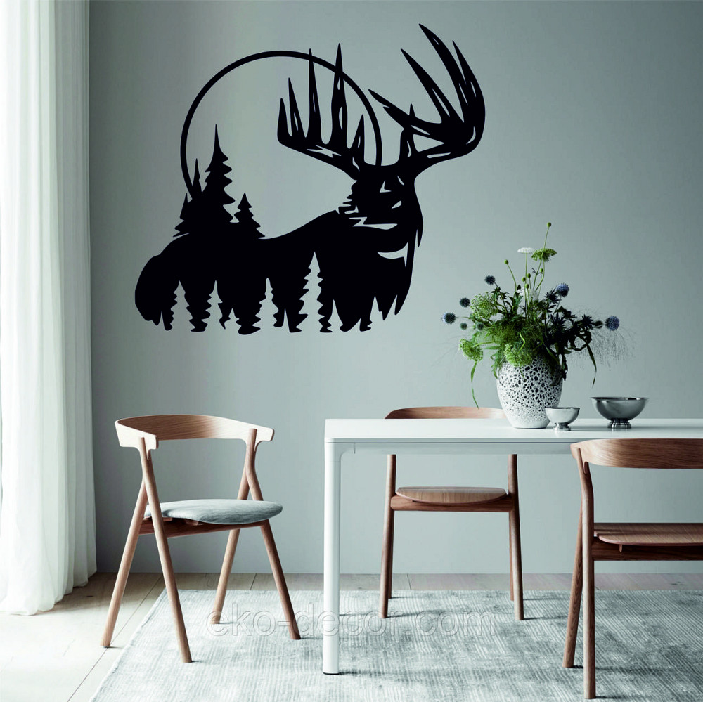 Декоративное настенное Панно «Олень» Декор на стену 70*63 см., Черный Киев - изображение 7