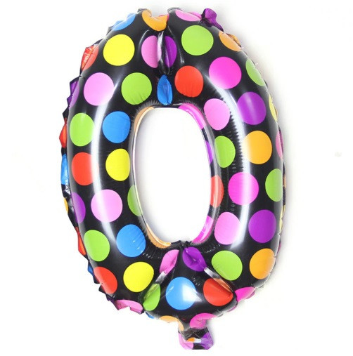 Кулька цифра 0 у горошок 16 дюймів різнобарвний Київ - фото 1