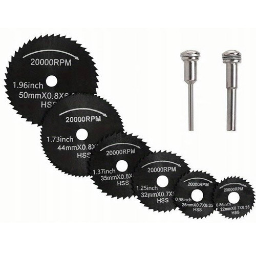 Набор отрезных кругов 8шт и 2 держателя, дисковых пил 22-60мм, HSS Вінниця - фото 1