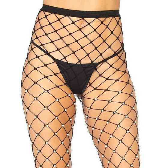 Колготки в сетку с жемчугом черные Leg Avenue Faux pearl fence net tights O/S Sex Aura Киев