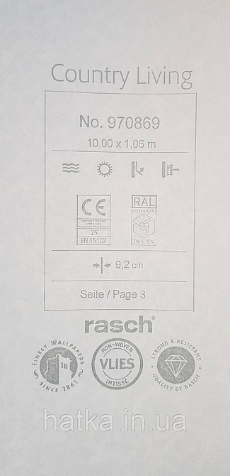 Шпалери вінілові на флізеліні Rasch County Living метрові квіти дрібні прованс сіро-блакитні на білому Київ - фото 7