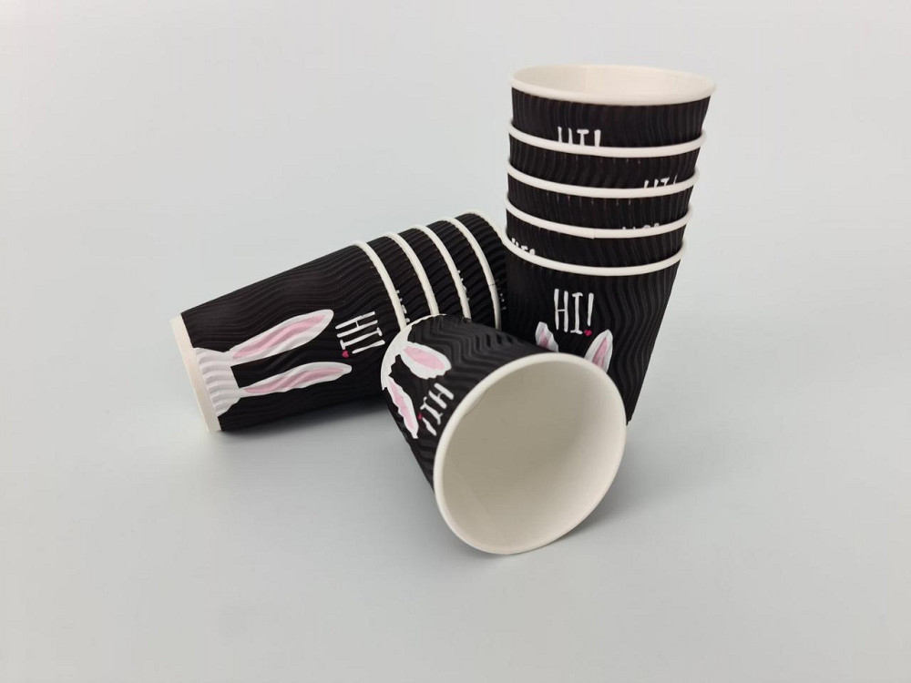 Стакан бумажный для кофе и чая 250мл "Гофра" "Зайцы черные" h9 (20 шт) Харків - фото 4