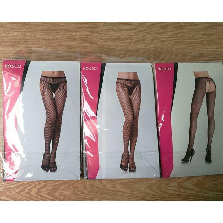 Колготы-чулки в крупную сетку с открытым доступом - Чёрный - S/M/L – Эротическое бельё Винница - изображение 3