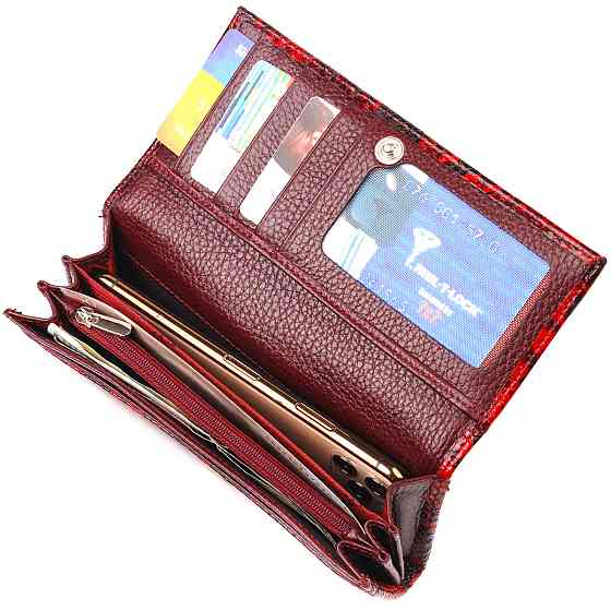 Интересный женский кошелек из натуральной лакированной кожи с тиснением под змею CANPELLINI 21656 Разноцветный Киев