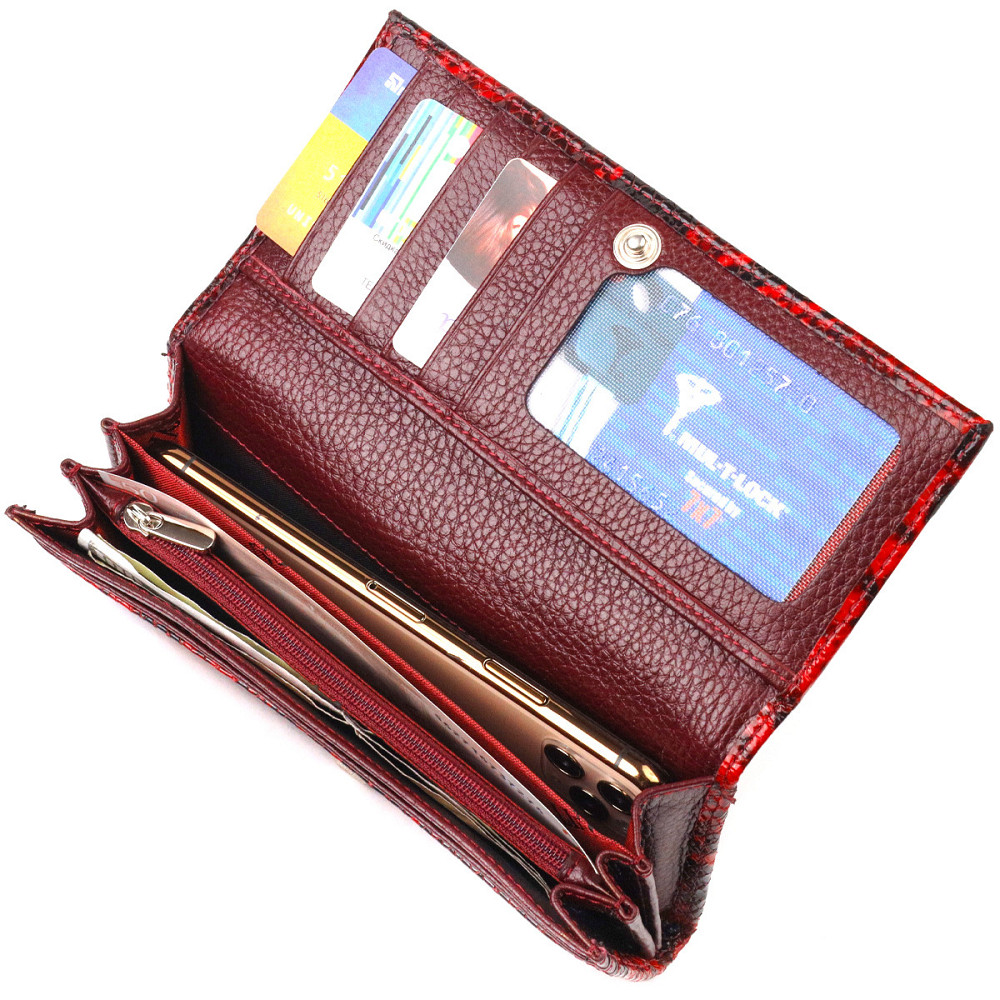 Интересный женский кошелек из натуральной лакированной кожи с тиснением под змею CANPELLINI 21656 Разноцветный Киев - изображение 6