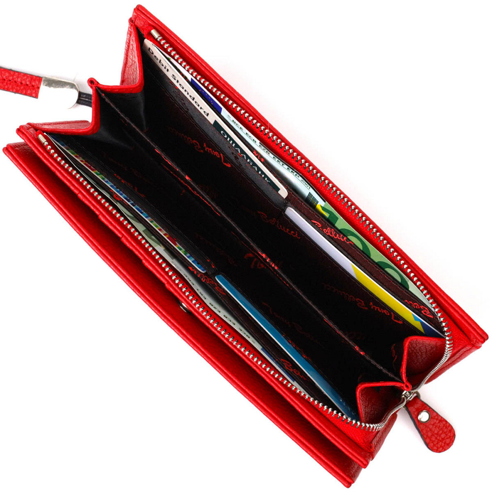 Модный женский клатч с блоком для кредитных карт из натуральной кожи Tony Bellucci 22034 Красный Киев - изображение 4