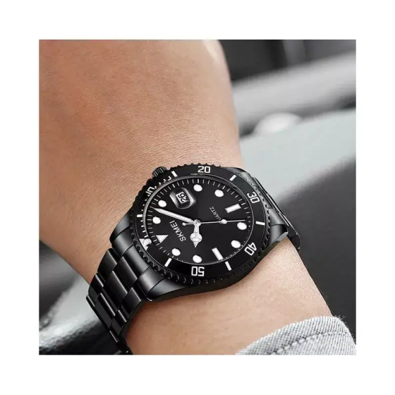 Годинник чоловічий наручний Skmei 1779 на сталевому браслеті (Чорний) Київ