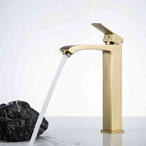 Змішувач для умивальника високий FRAP F1076-23 золотий сатин Київ