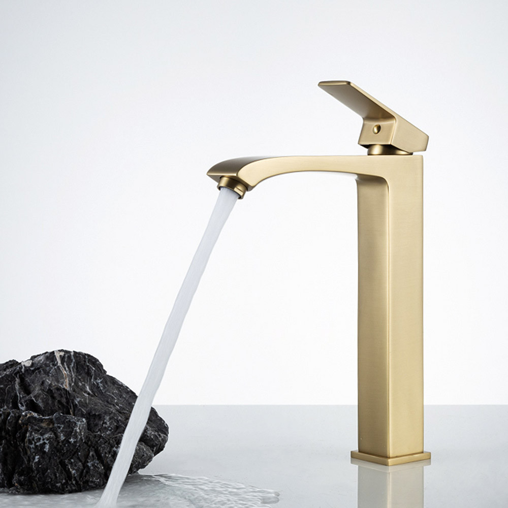 Змішувач для умивальника високий FRAP F1076-23 золотий сатин Київ - фото 2