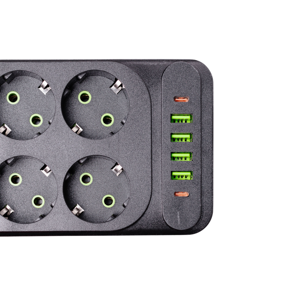 Мережевий фільтр подовжувач 5 м на 6 розеток 4 USB 2 Type-C та кнопкою вимкнення HP-5-16 Коломия - фото 5