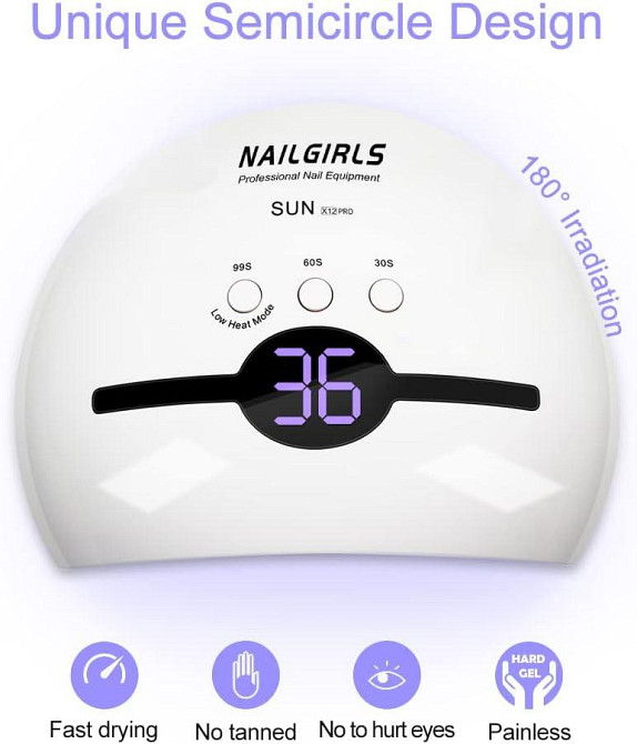 УФ-лампа NAILGIRLS 48 Вт Портативна УФ-світлодіодна лампа для гелевих лаку, NAILGIRLS 48 Вт Київ - фото 5
