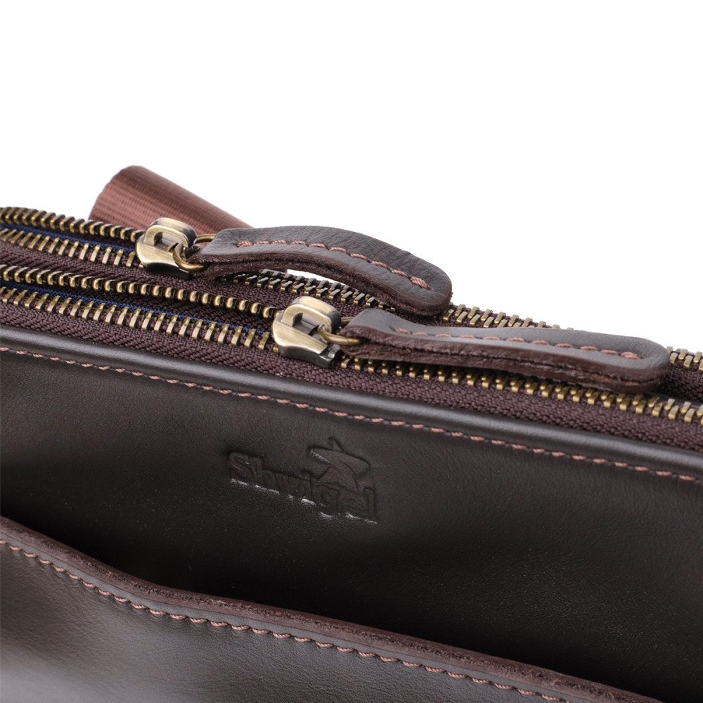 Вертикальная мужская сумка через плечо из гладкой натуральной кожи Shvigel 20868_1 Коричневый Киев - изображение 6