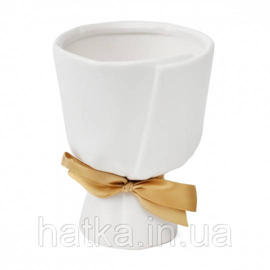 Керамічне кашпо ваза "Пастель" 15-12 см біле 8921-001 Київ - фото 2