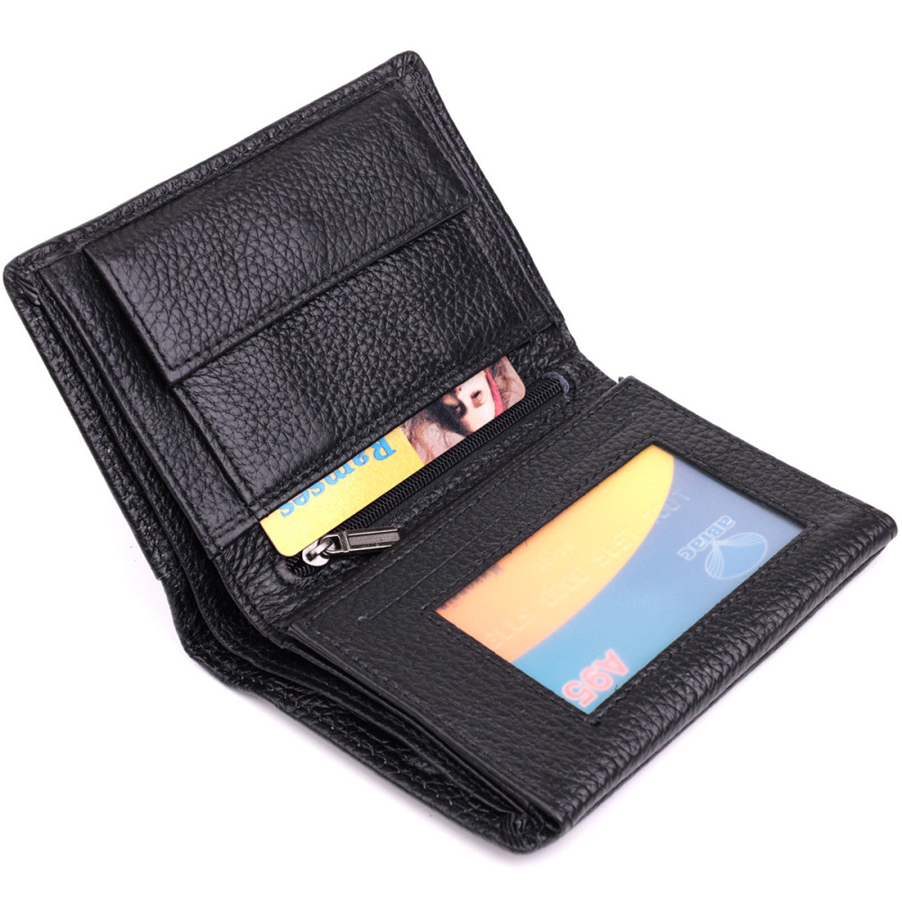 Вертикальний чоловічий шкіряний гаманець у два складання Vintage sale_15091 Чорний Київ - фото 6