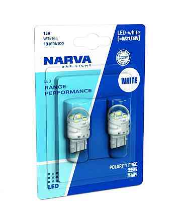 Комплект світлодіодних ламп NARVA 18169B2 W21/5W LED Range Performance 12V W3x16d WHITE 6000K (2 шт) Харків