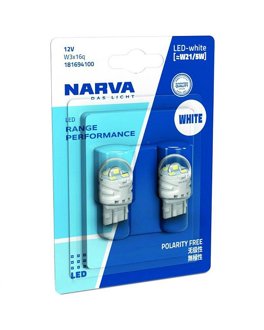 Комплект світлодіодних ламп NARVA 18169B2 W21/5W LED Range Performance 12V W3x16d WHITE 6000K (2 шт) Харків - фото 4