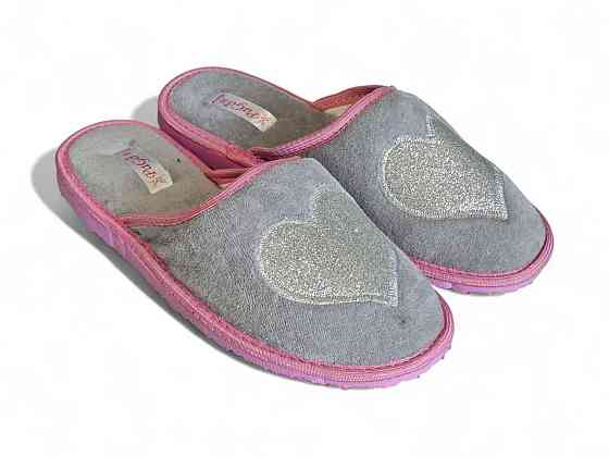 Женские домашние тапочки в сером цвете с сердечко 36 р Одесса