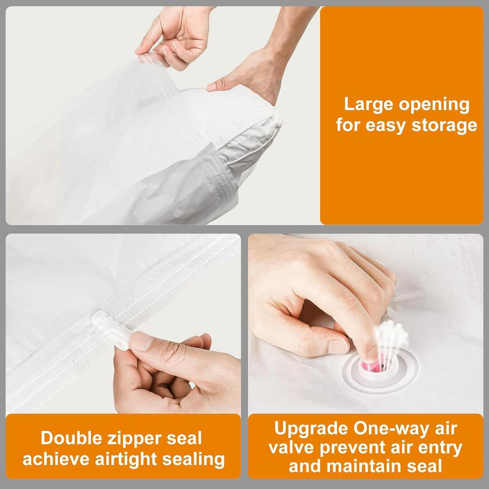 Вакуумные пакеты VMstr W309-12C Белый 12 шт (4 S/4 M/4 L) с электрическим насосом, герметичные мешки для Киев - изображение 7