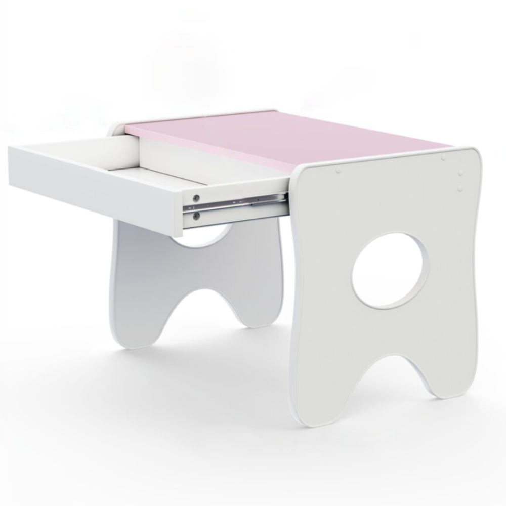Удобный столик в детскую комнату 70×45×51, детский игральный стол с ящиком, белый с розовым Киев - изображение 1