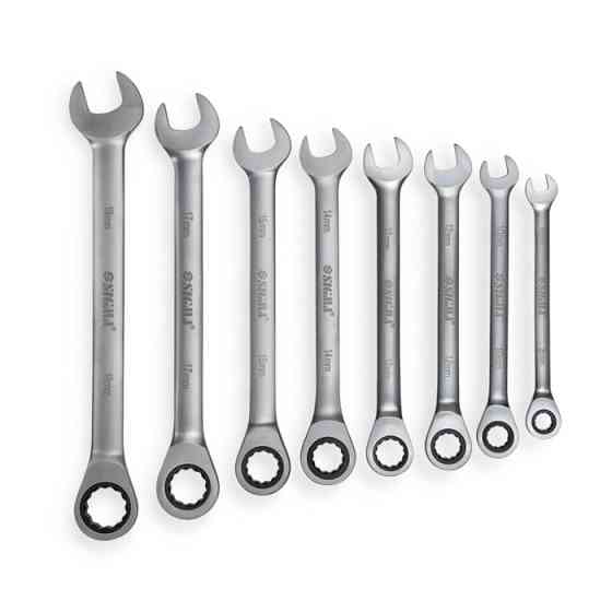 Набор ключей рожково-накидных с трещеткой 8-19 мм 8 шт (планшет) CrV Мукачево