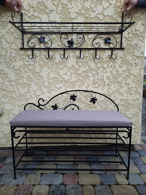 Вешалка кованая настенная большая M-082 для одежды Черный Киев - изображение 6