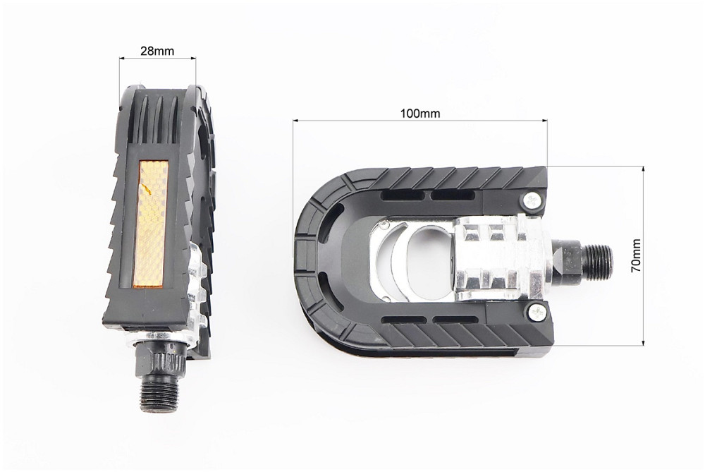 Педалі FOLDING складані 9/16" (100x70x28mm) пластико-алюминієві, чорно-сірі YH-99X Київ - фото 2