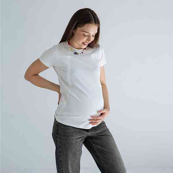 Футболка оверсайз для беременных и кормящих Молочный Киев