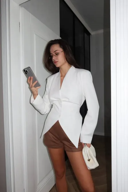 Жіночий піджак з акцентними плечима та зав’язкою Одеса - фото 2