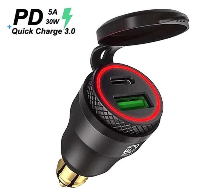 Мото зарядка USB 3.0 + PD Type-C 30W Луцьк - фото 1