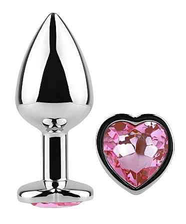 Анальный плаг EGZO Silver Heart Plug Pink S, металлический с розовым сердцем Sex Aura Киев