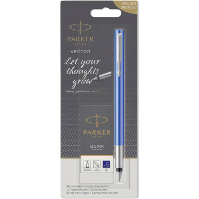 Ручка пір'яна Parker VECTOR 17 Blue FP M Картриджі Parker Quink /5шт. син. змивані блістер (05 716b) Вінниця - фото 3