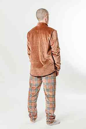 Комплект домашний мужской, коричневый , велсофт топ Крохатушка одяг Киев