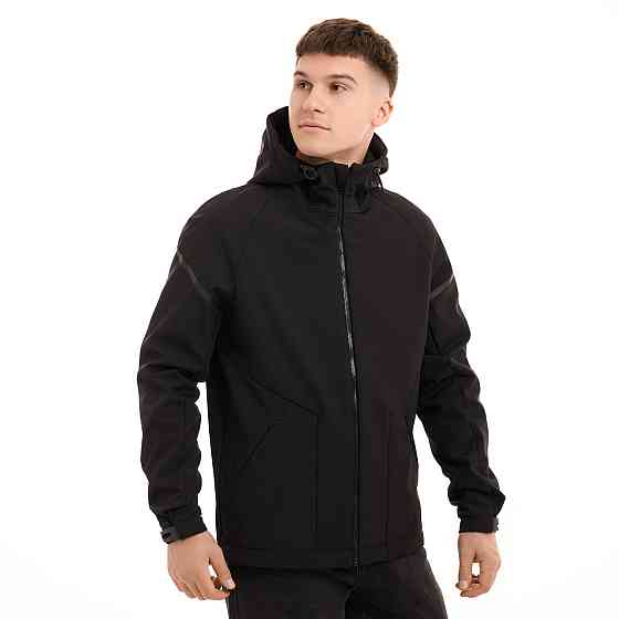 Чоловіча куртка весна осінь демісезонна з капюшоном softshell чорна Pobedov Vector M Одеса