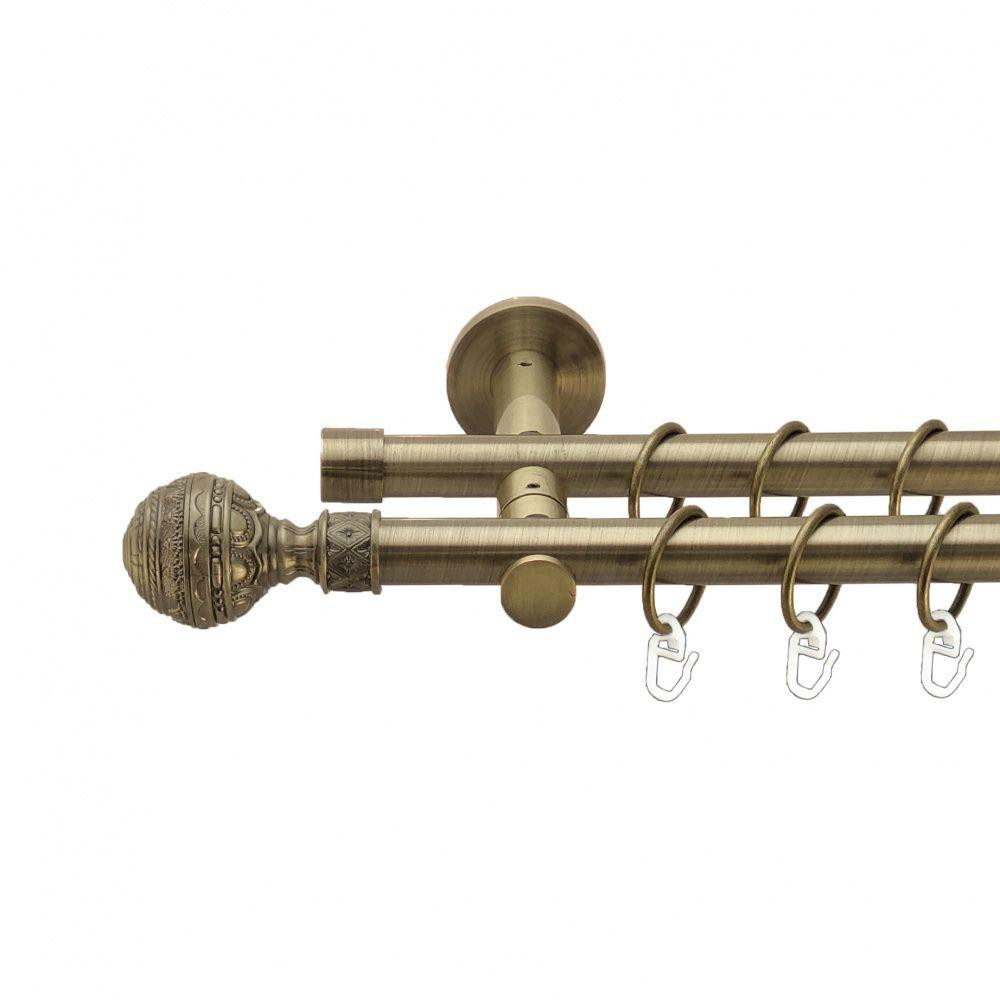 Карниз Orvit Арабеска металевий дворядний реверсивний гладка труба кільце металеве Антик 19\19 мм 200 см (00-00013309) Львів - фото 1