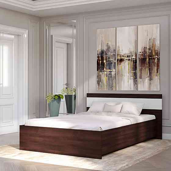 Ліжко двоспальне Еверест Соната-1400 140х200 см венге темний/білий (DTM-2091) Львів