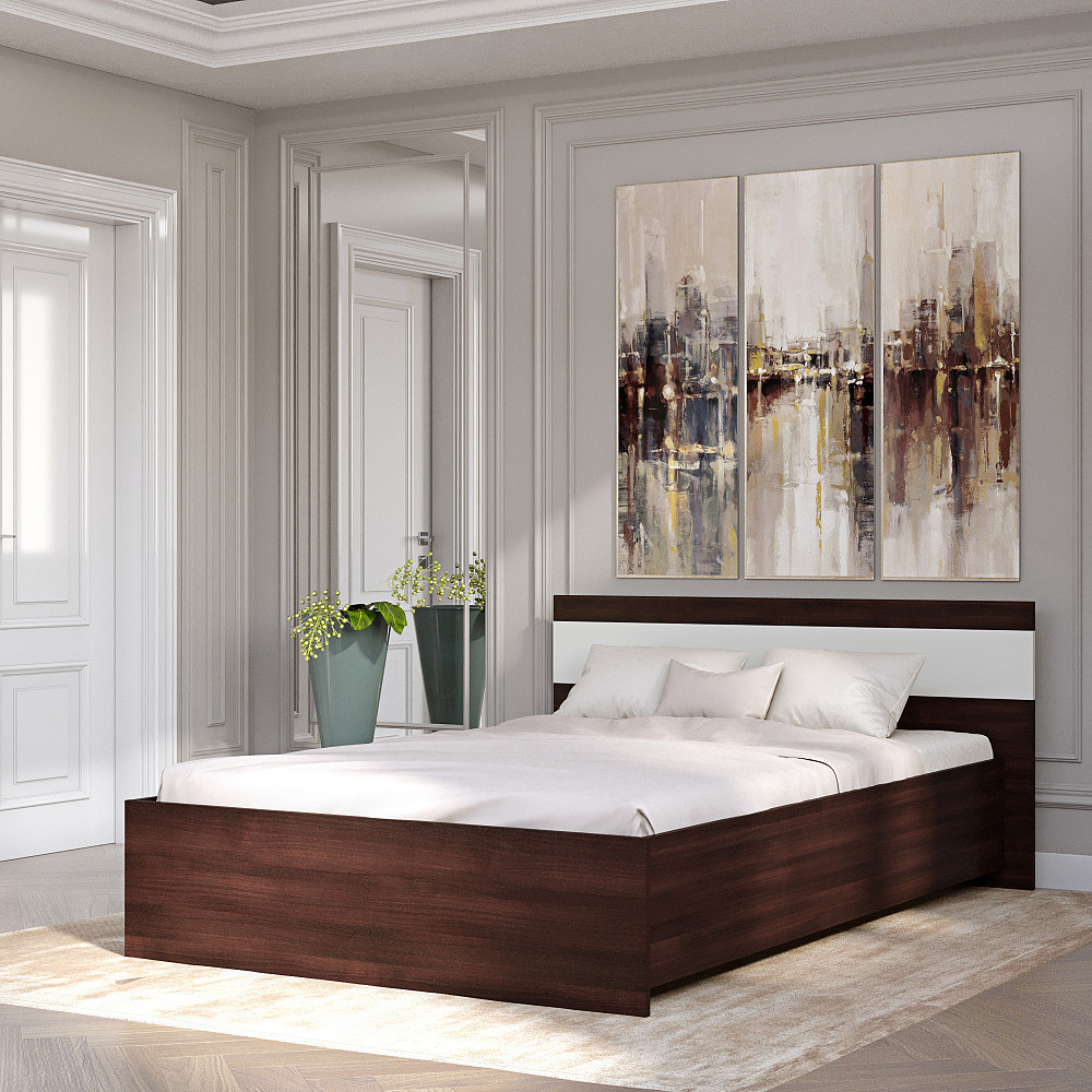 Ліжко двоспальне Еверест Соната-1400 140х200 см венге темний/білий (DTM-2091) Львів - фото 1