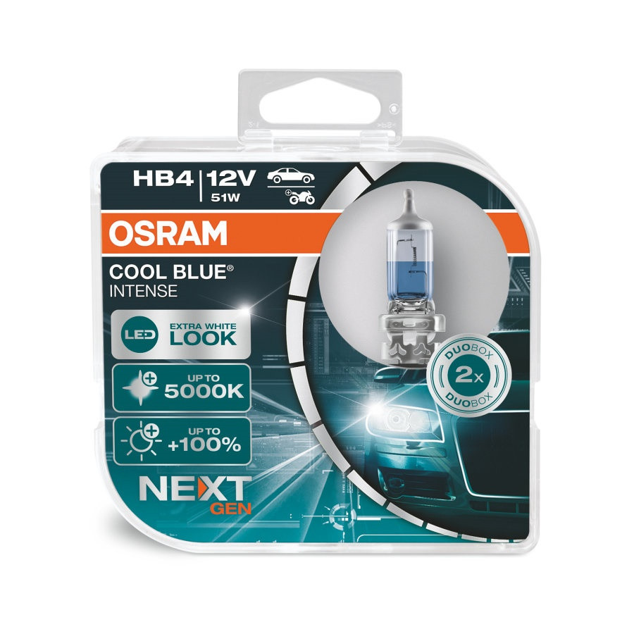 Комплект галогенових ламп OSRAM HB4 9006CBN-HCB Cool Blue Intense NG +100% 5000K 51W 12V P22d (2 шт) Харків - фото 1