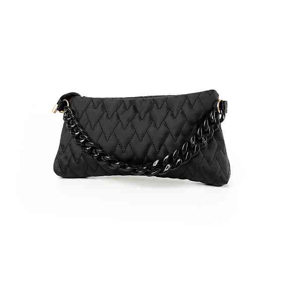 Сумка женская стильная, качественная красивая стеганая сумочка с ручкой-цепочкой, женский клатч, Черный Каменец-Подольский