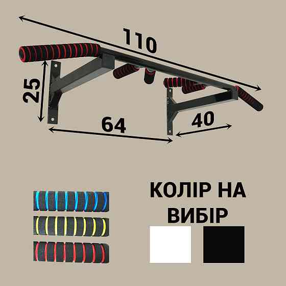 Турник настенный 3 хвата Спортивные стенки и турники для дома Черный Киев