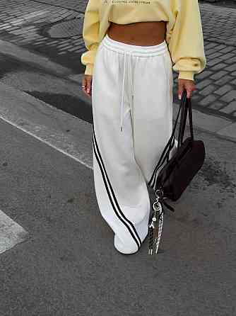 Женские спортивные штаны с лампасами двунитка Молочный, 46/48 Одесса