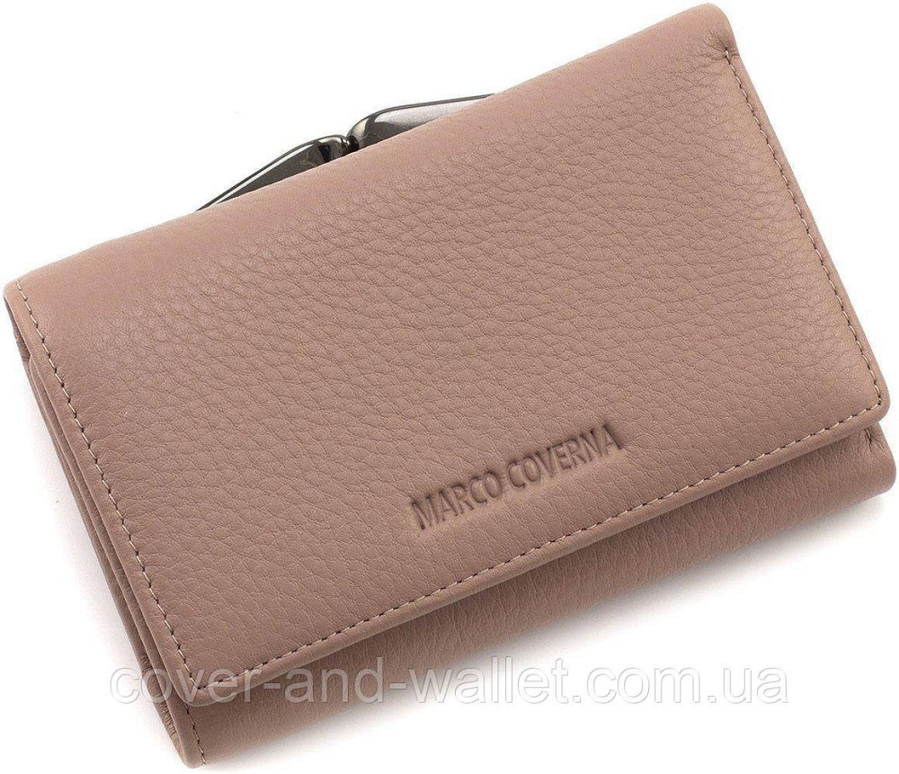 Кожаный женский кошелек пудрового цвета с монетницей на защелке Marco Coverna W 003 Киев - изображение 2