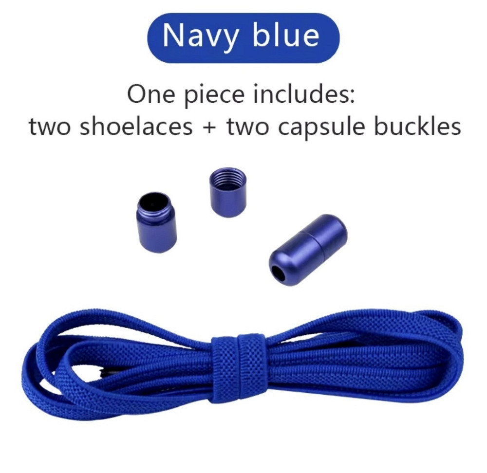 Шнурки еластичні плоскі без зав'язок з застібками в один колір Синій Смела - изображение 1