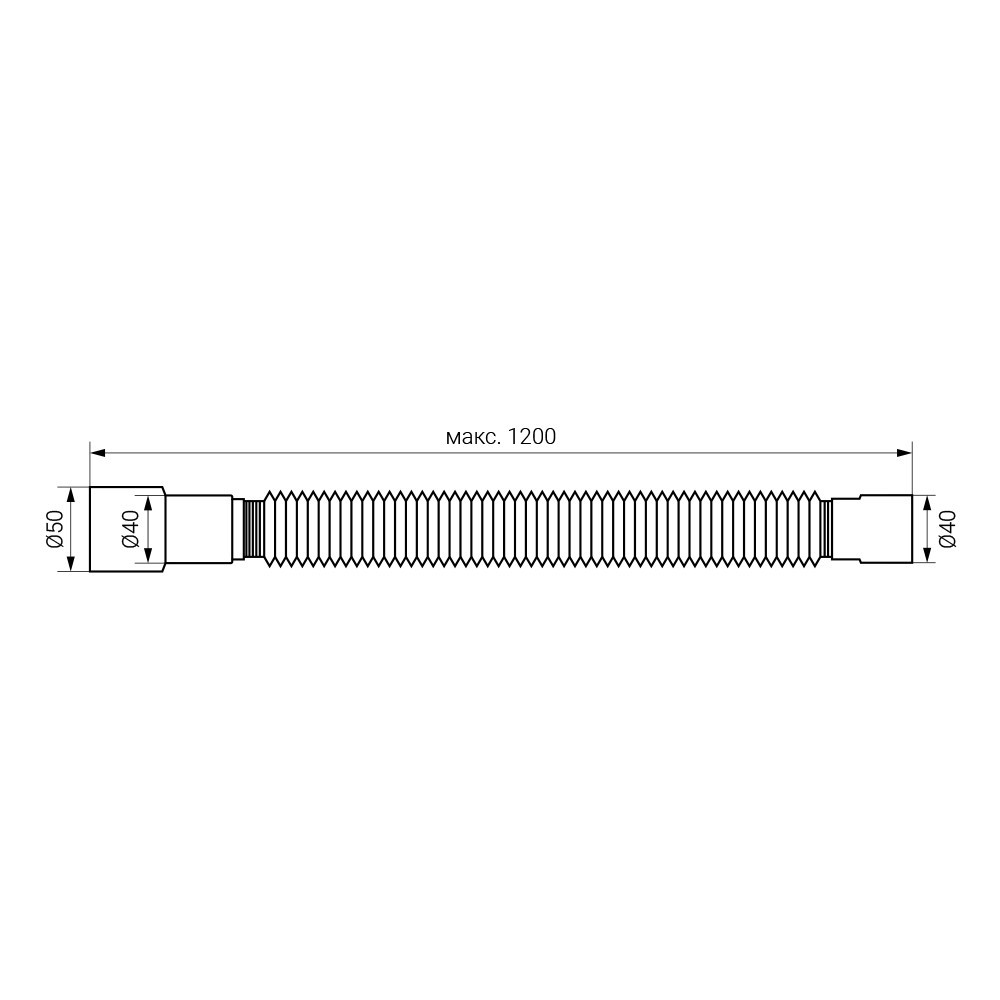 Поєднання гнучке для кухонної мийки Ø40x40/50 мм 1200 мм TAU (9842838) Київ - фото 2