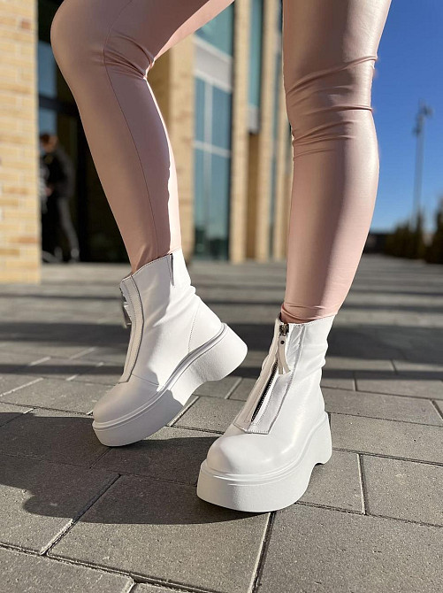 Черевики жіночі ARLEN білі натуральна шкіра зима висота 17см (4908) Коломыя - изображение 4