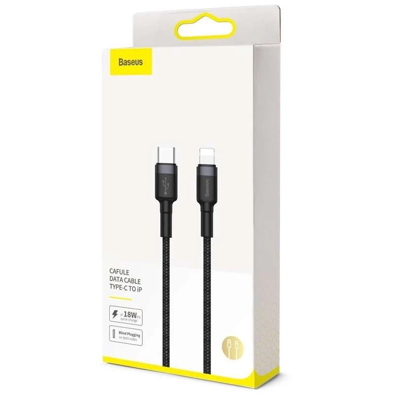 Кабель Baseus Cafule Cable Type-C to iP PD 20W 1m Gray+Black Київ - фото 2