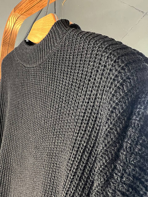 Свитер женский MIX RAY 6607 широкая модель оверсайз удлиненный, черный, one size Киев - изображение 11
