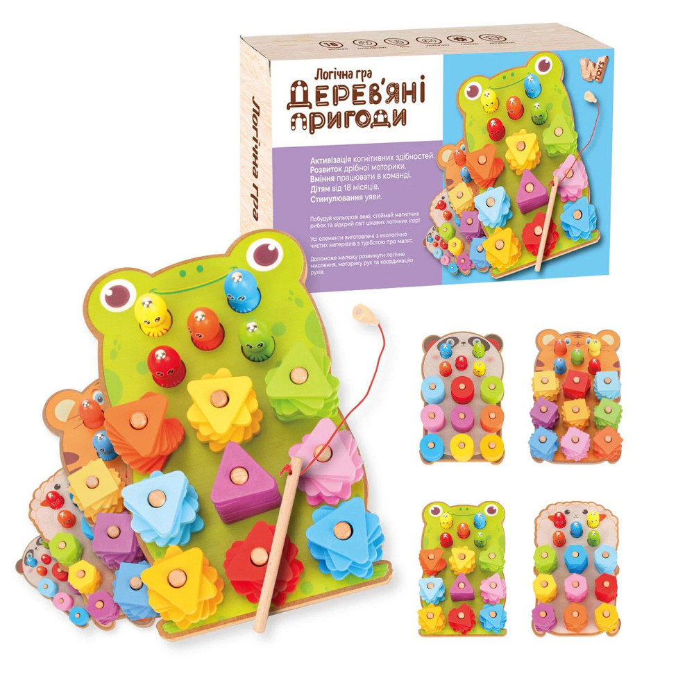 Магнітна рибалка WToys дерев'яна фігури магнітна вудка та рибки в коробці (44120) Чернигов - изображение 1